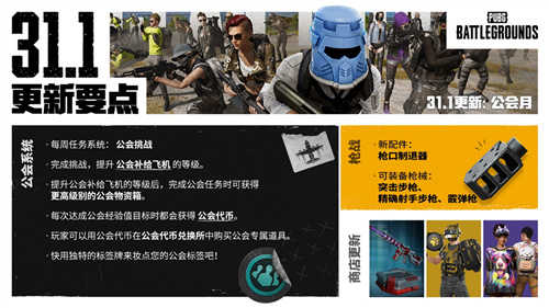 PUBG正式进行31.1版本更新 公会系统大规模变更升级