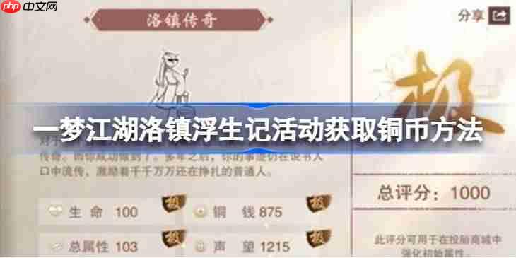 一梦江湖洛镇浮生记活动获取铜币方法-一梦江湖洛镇浮生记活动怎么获取铜币
