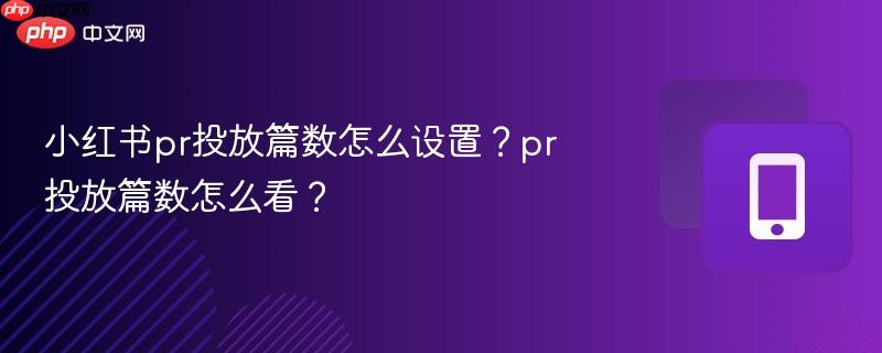 小红书pr投放篇数怎么设置？pr投放篇数怎么看？