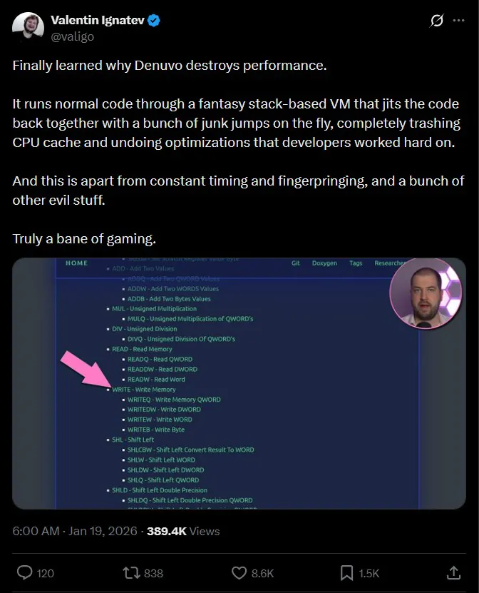罄竹难书!研究称D加密对游戏性能破坏非常严重