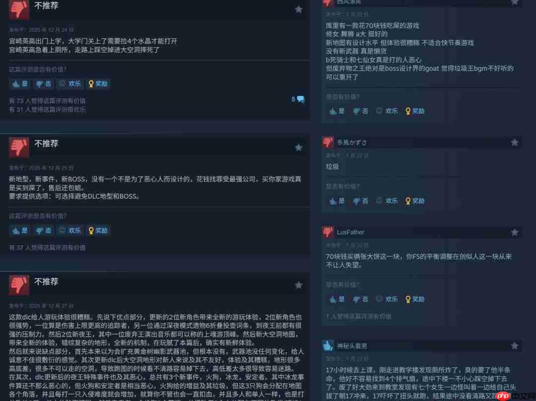 《艾尔登法环：黑夜君临》DLC Steam仍多半差评