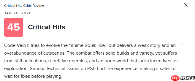 《噬血代码2》MC均分73分：瑕疵太多 优化很差！