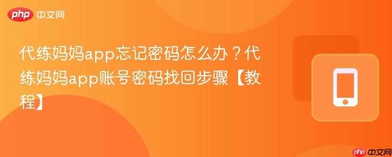 代练妈妈app忘记密码怎么办？代练妈妈app账号密码找回步骤【教程】