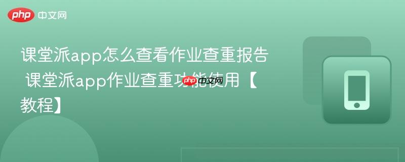 课堂派app怎么查看作业查重报告 课堂派app作业查重功能使用【教程】