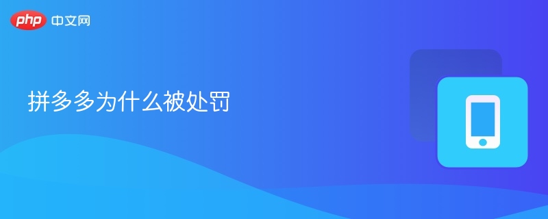 拼多多为什么被处罚 - 98游戏