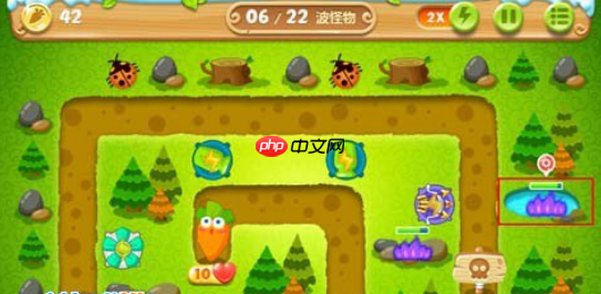 保卫萝卜2第24关攻略图文介绍 220秒清理两个水坑