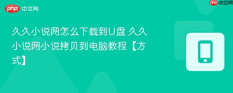久久小说网怎么下载到u盘 久久小说网小说拷贝到电脑教程【方式】