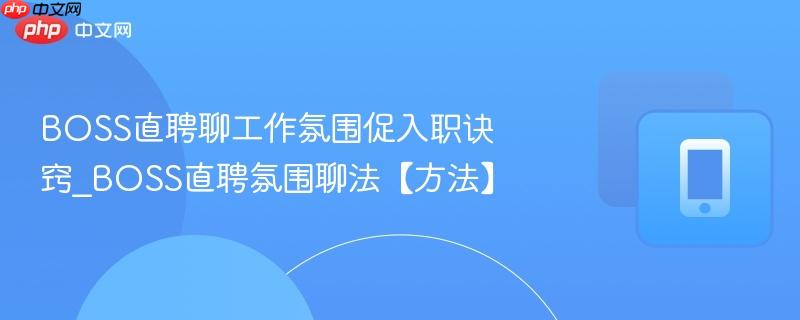 boss直聘聊工作氛围促入职诀窍_boss直聘氛围聊法【方法】