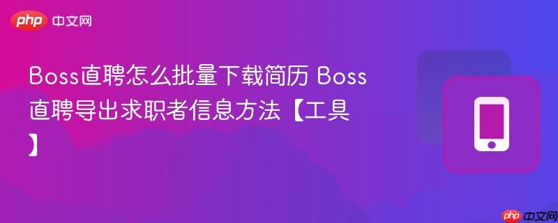 boss直聘怎么批量下载简历 boss直聘导出求职者信息方法【工具】