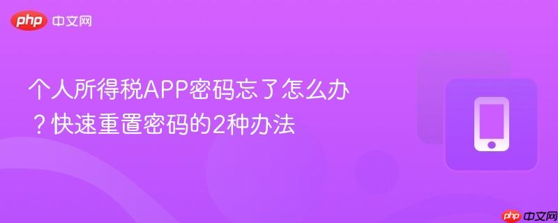个人所得税app密码忘了怎么办?快速重置密码的2种办法