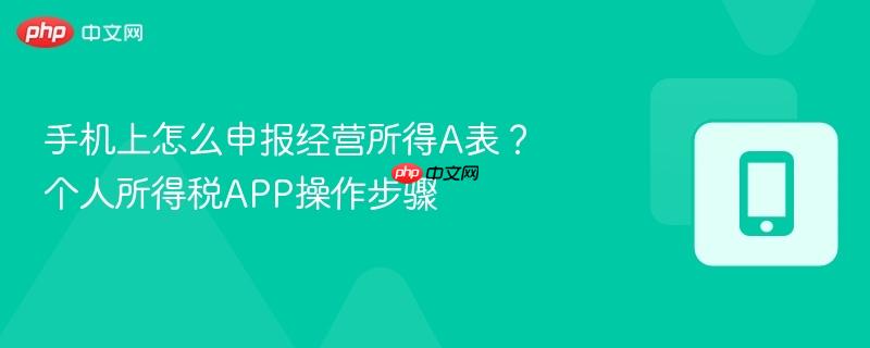 手机上怎么申报经营所得a表？个人所得税app操作步骤