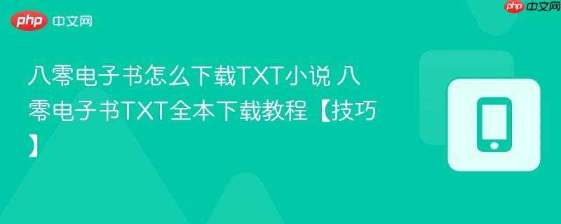 八零电子书怎么下载txt小说 八零电子书txt全本下载教程【技巧】