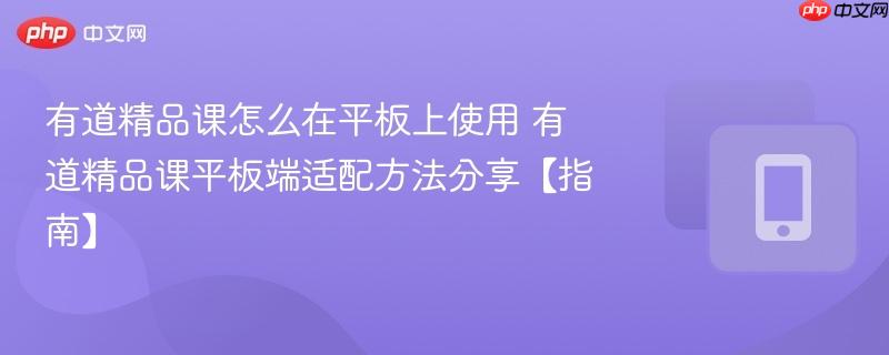 有道精品课怎么在平板上使用 有道精品课平板端适配方法分享【指南】