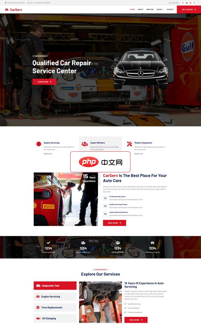 DM建站系统汽车保养维修HTML5网站模板1.5