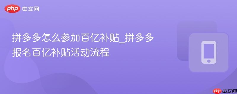 拼多多怎么参加百亿补贴_拼多多报名百亿补贴活动流程