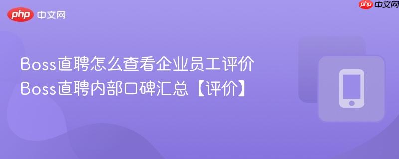 boss直聘怎么查看企业员工评价 boss直聘内部口碑汇总【评价】