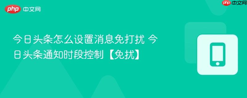今日头条怎么设置消息免打扰 今日头条通知时段控制【免扰】