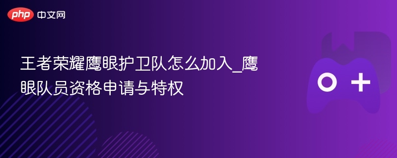 王者荣耀鹰眼护卫队怎么加入_鹰眼队员资格申请与特权 - 98游戏