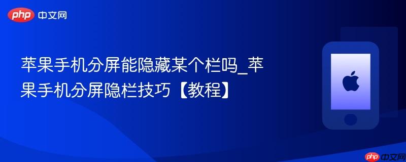 苹果手机分屏能隐藏某个栏吗_苹果手机分屏隐栏技巧【教程】